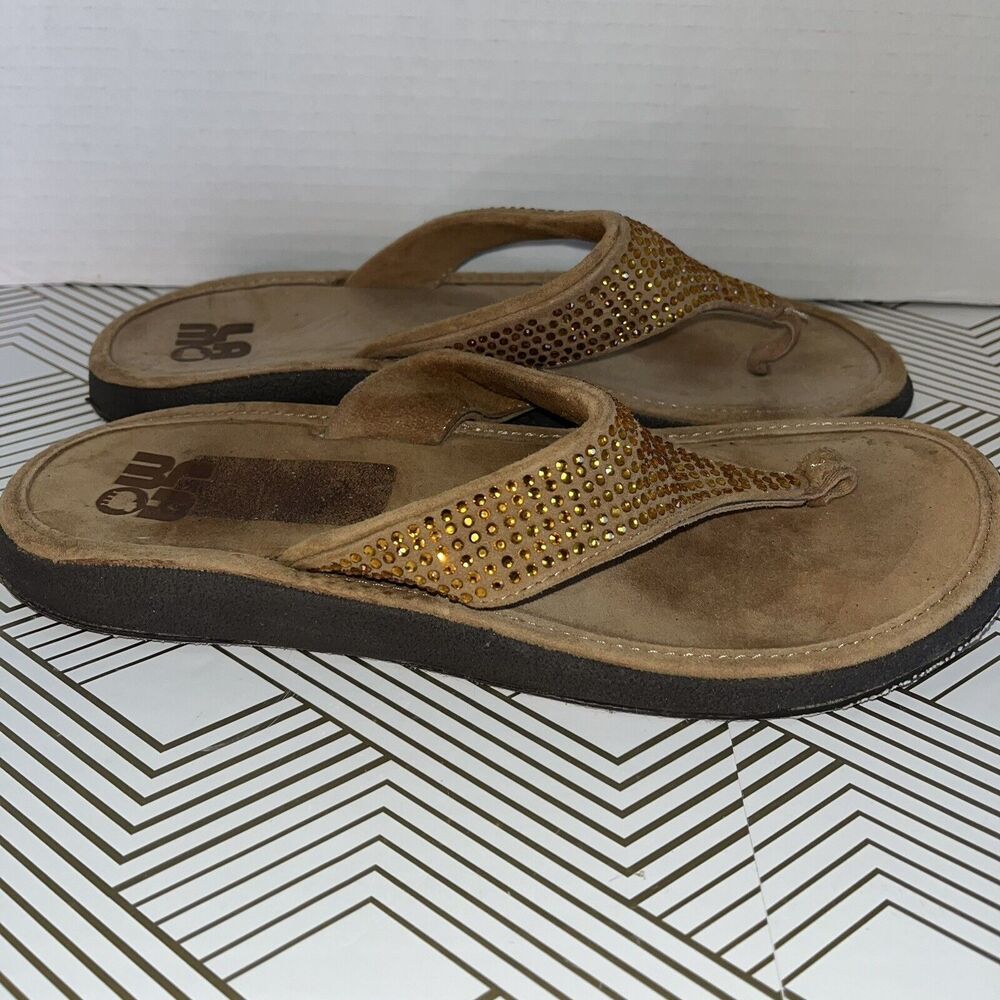 LAMO Footwear Women’s Thing Sandals Size 10 Brown Rhinestones